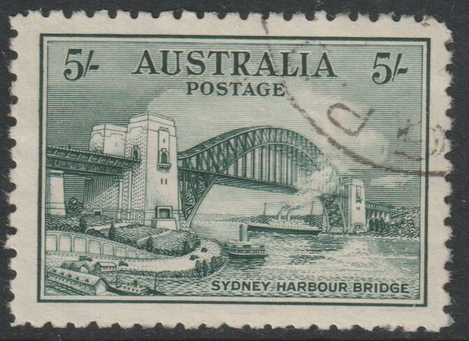 Australia 1932 Sydney Harbour Bridge 5s fine used with light corner cds cancel SG143, stamps on bridges