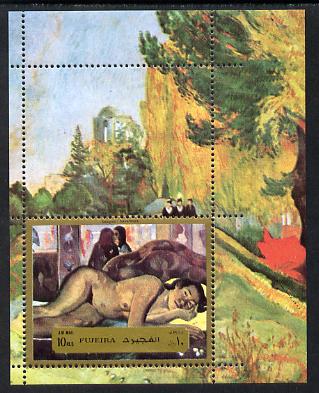 Fujeira 1972 Paintings by Gauguin (Nude) m/sheet unmounted mint (Mi BL 124A) , stamps on , stamps on  stamps on arts, stamps on  stamps on nudes, stamps on  stamps on gauguin