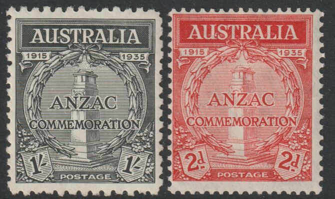 Australia 1935 20th Anniv of Gallipoli Landing perf set of 2 mounted mint SG154-55, stamps on , stamps on  ww2 , stamps on 