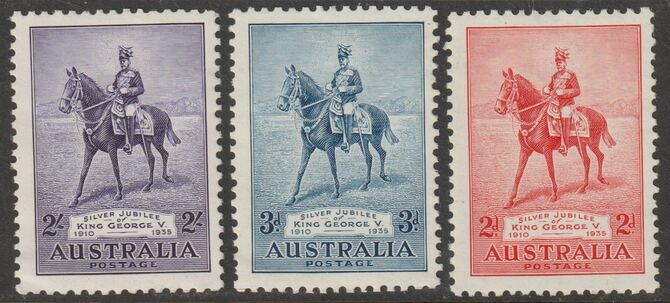 Australia 1935 Silver Jubilee perf set of 3 mounted mint SG156-58, stamps on silver jubilee, stamps on  kg5 , stamps on 