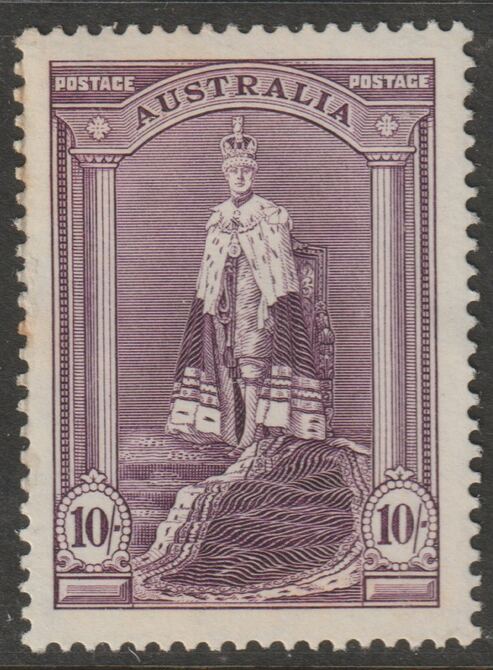 Australia 1937 Robes - King George 6th 10s lightly mounted mint SG177, stamps on royalty
