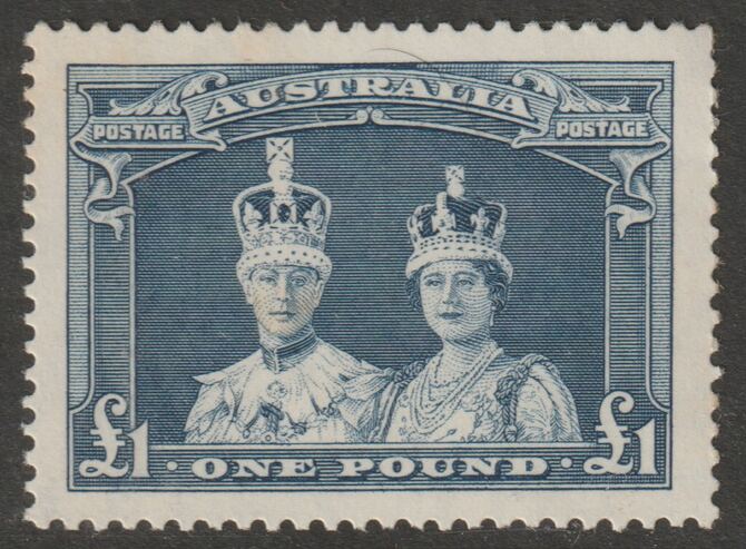 Australia 1937 Robes - King George 6th & Queen Elizabeth Â£1 unmounted mint SG178, stamps on royalty
