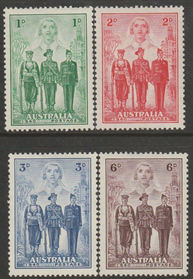 Australia 1940 Australian Imperial Forces perf set of 4 mounted mint SG196-99, stamps on militaria
