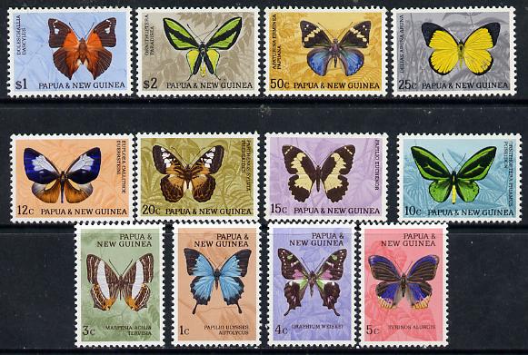 Papua New Guinea 1966 Butterflies definitive set complete 12 values unmounted mint, SG 82-92, stamps on butterflies