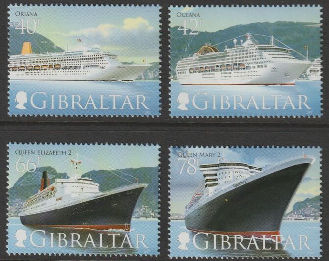 Gibraltar 2007 Cruise Ships #3 perf set of 4 unmounted mint, SG 1207-12, stamps on , stamps on  stamps on ships