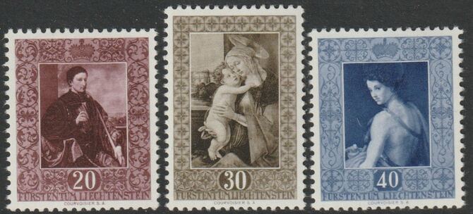 Liechtenstein 1952 Painting perf set of 3 lightly mounted mint SG 307-07, stamps on arts, stamps on 