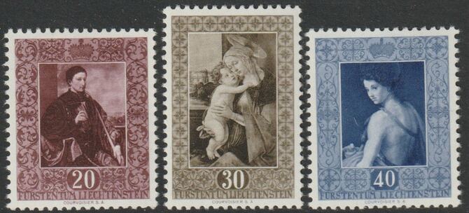 Liechtenstein 1952 Painting perf set of 3 lightly mounted mint SG 307-07, stamps on arts, stamps on  