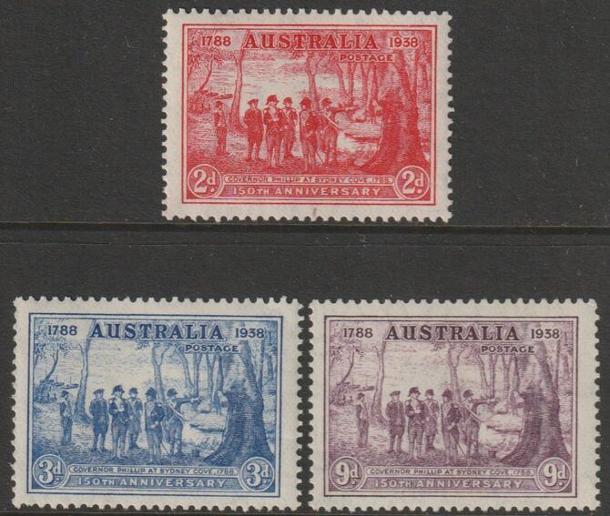 Australia 1937 150th Anniv of New South Wales perf set of 3 mounted mint SG193-5, stamps on xxx
