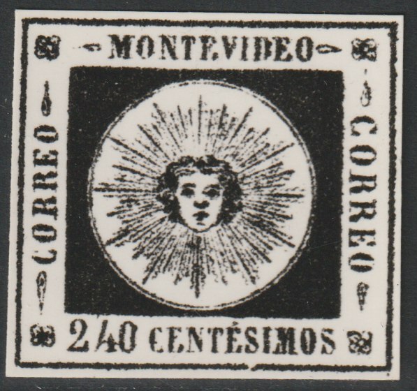 Uruguay 1858 Montevideo 240c twice stamp-size Photographic print from Speratis own negative with BPA handstamp on back, as SG 7, stamps on xxx