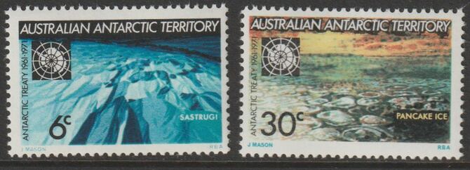 Australian Antarctic Territory 1971 Tenth Anniversary of Antarctic Treaty perf set of 2 unmounted mint SG 19-20, stamps on polar