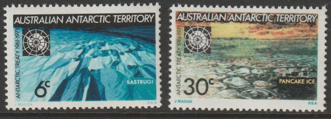 Australian Antarctic Territory 1971 Tenth Anniversary of Antarctic Treaty perf set of 2 unmounted mint SG 19-20, stamps on , stamps on  stamps on polar