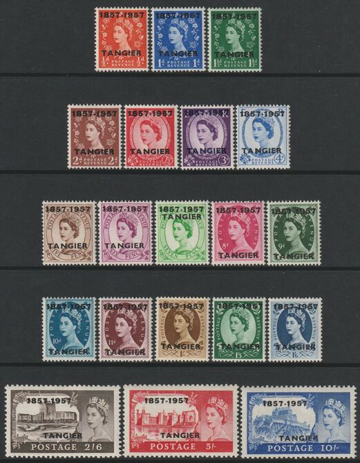 Morocco Agencies - Tangier 1957 Centenary def set complete 1/2d to 10s unmounted mint SG 323-42, stamps on , stamps on  stamps on castles, stamps on  stamps on qeii, stamps on  stamps on 