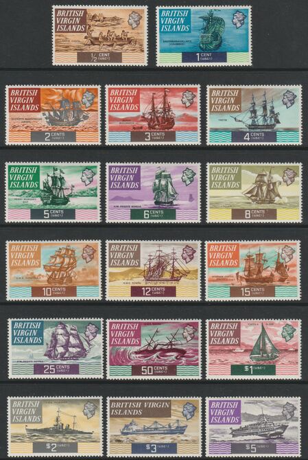 British Virgin Islands 1970 Ships complete set of 16 values unmounted mint SG 240-56, stamps on ships