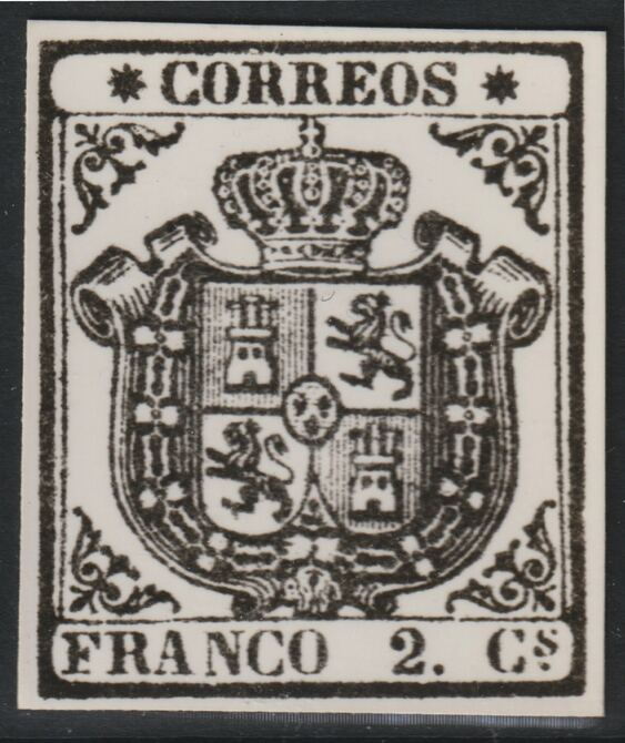 Spain 1854 Arms 2c twice stamp-size Photographic print from Speratis own negative with BPA handstamp on back, superb reference, stamps on sperati, stamps on forgery, stamps on arms