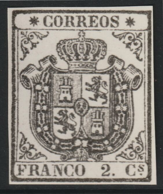 Spain 1854 Arms 2c twice stamp-size Photographic print from Speratis own negative without handstamp on back, superb reference, stamps on sperati, stamps on forgery, stamps on arms