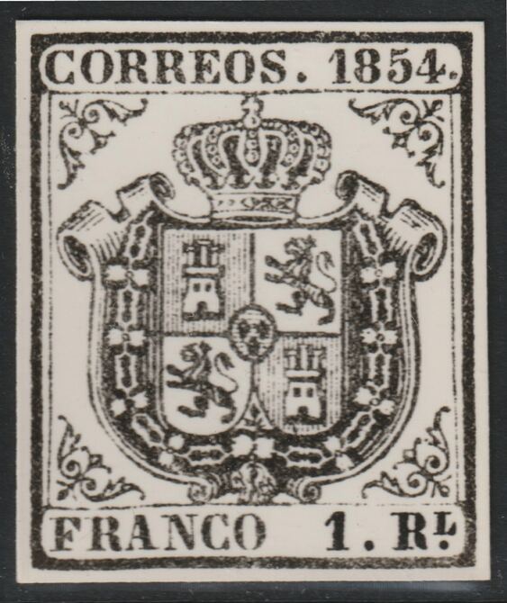Spain 1854 Arms 1r twice stamp-size Photographic print from Sperati's own negative with BPA handstamp on back, superb reference, stamps on , stamps on  stamps on sperati, stamps on  stamps on forgery, stamps on  stamps on arms