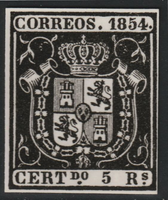 Spain 1854 Arms 5r twice stamp-size Photographic print from Sperati's own negative with BPA handstamp on back, superb reference, stamps on , stamps on  stamps on sperati, stamps on  stamps on forgery, stamps on  stamps on arms