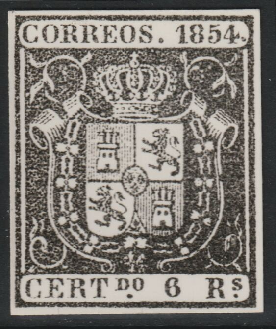 Spain 1854 Arms 6r twice stamp-size Photographic print from Speratis own negative with BPA handstamp on back, superb reference, stamps on sperati, stamps on forgery, stamps on arms