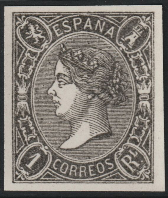 Spain 1865 Queen Isabella 1r twice stamp-size Photographic print from Speratis own negative without handstamp on back, superb reference, stamps on sperati, stamps on forgery, stamps on royalty