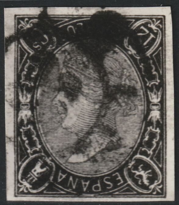 Spain 1865 Queen Isabella 12c twice stamp-size Photographic print with frame inverted from Sperati's own negative without handstamp on back, superb reference, stamps on , stamps on  stamps on sperati, stamps on  stamps on forgery, stamps on  stamps on royalty