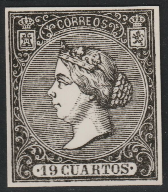 Spain 1866 Queen Isabella 19c twice stamp-size Photographic print from Sperati's own negative with BPA handstamp on back, superb reference, stamps on , stamps on  stamps on sperati, stamps on  stamps on forgery, stamps on  stamps on royalty