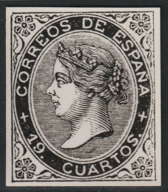 Spain 1867 Queen Isabella 19c twice stamp-size Photographic print from Speratis own negative with BPA handstamp on back, superb reference, stamps on sperati, stamps on forgery, stamps on royalty