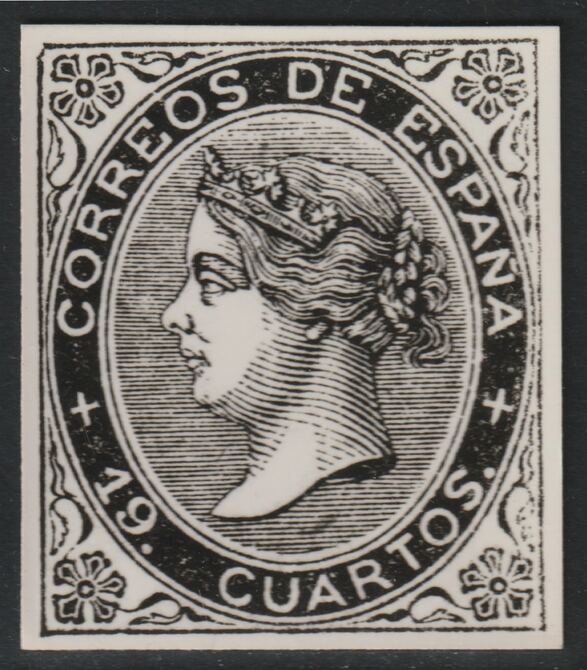 Spain 1867 Queen Isabella 19c twice stamp-size Photographic print from Sperati's own negative with BPA handstamp on back, superb reference, stamps on , stamps on  stamps on sperati, stamps on  stamps on forgery, stamps on  stamps on royalty