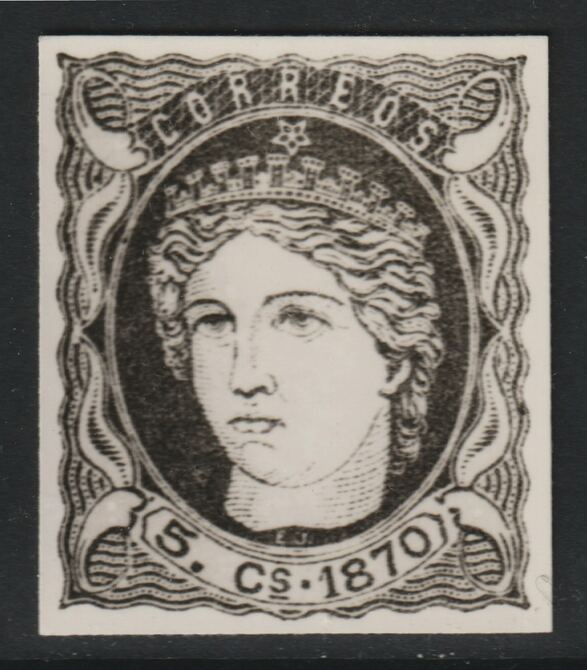 Spain 1870 Queen Isabella 5c twice stamp-size Photographic print from Speratis own negative with BPA handstamp on back, superb reference, stamps on sperati, stamps on forgery, stamps on royalty
