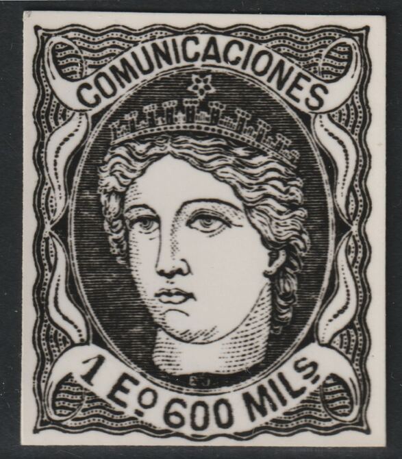 Spain 1870 Queen Isabella 1E twice stamp-size Photographic print from Sperati's own negative with BPA handstamp on back, superb reference, stamps on , stamps on  stamps on sperati, stamps on  stamps on forgery, stamps on  stamps on royalty