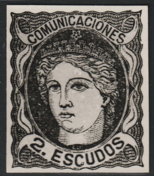 Spain 1870 Queen Isabella 2E twice stamp-size Photographic print from Speratis own negative with BPA handstamp on back, superb reference, stamps on sperati, stamps on forgery, stamps on royalty