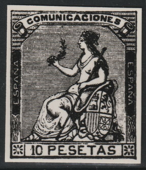 Spain 1873 Figure of Peace 10p twice stamp-size Photographic print from Speratis own negative with BPA handstamp on back, superb reference, stamps on sperati, stamps on forgery, stamps on 