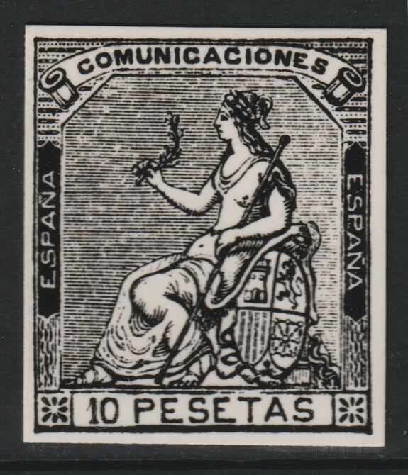 Spain 1873 Figure of Peace 10p twice stamp-size Photographic print from Speratis own negative with BPA handstamp on back, superb reference, stamps on sperati, stamps on forgery, stamps on 