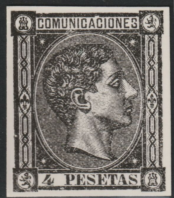 Spain 1875 King Alfonso 4p twice stamp-size Photographic print from Speratis own negative with BPA handstamp on back, superb reference, stamps on sperati, stamps on forgery, stamps on royalty