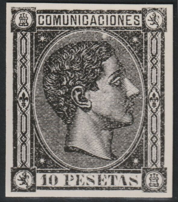 Spain 1875 King Alfonso 10p twice stamp-size Photographic print from Speratis own negative with BPA handstamp on back, superb reference, stamps on sperati, stamps on forgery, stamps on royalty