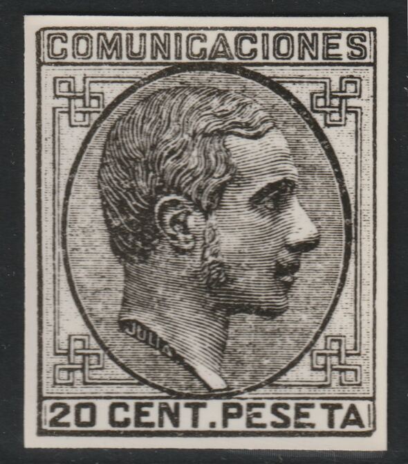 Spain 1878 King Alfonso 20c twice stamp-size Photographic print from Speratis own negative with BPA handstamp on back, superb reference, stamps on sperati, stamps on forgery, stamps on royalty