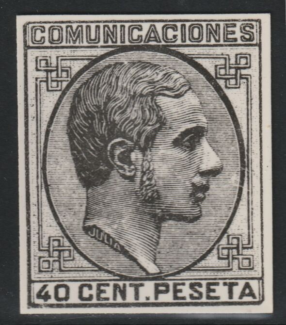 Spain 1878 King Alfonso 40c twice stamp-size Photographic print from Sperati's own negative with BPA handstamp on back, superb reference, stamps on , stamps on  stamps on sperati, stamps on  stamps on forgery, stamps on  stamps on royalty