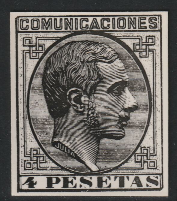 Spain 1878 King Alfonso 4p twice stamp-size Photographic print from Sperati's own negative with BPA handstamp on back, superb reference, stamps on , stamps on  stamps on sperati, stamps on  stamps on forgery, stamps on  stamps on royalty