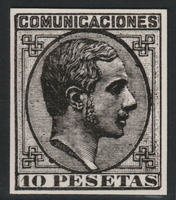 Spain 1878 King Alfonso 10p twice stamp-size Photographic print from Speratis own negative with BPA handstamp on back, superb reference, stamps on sperati, stamps on forgery, stamps on royalty