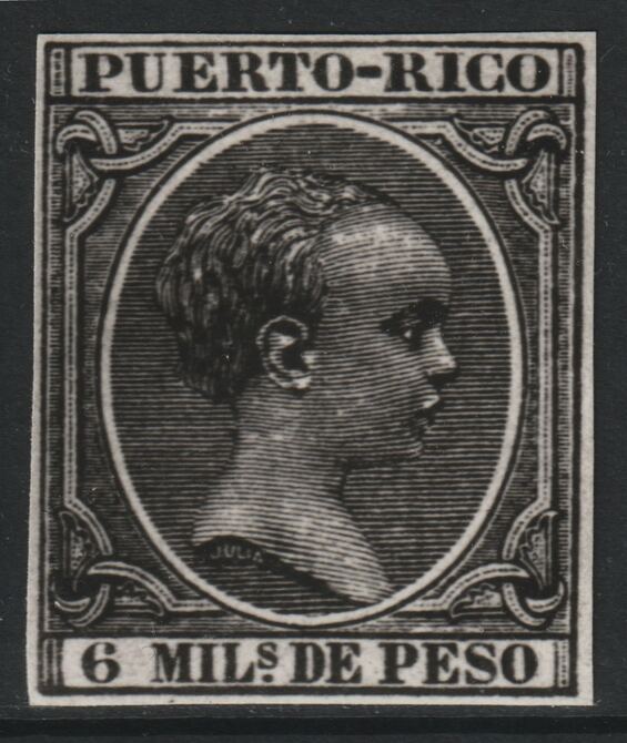 Puerto Rico 1890 King Alfonso 6m twice stamp-size Photographic print from Sperati's own negative without handstamp on back, superb reference, stamps on , stamps on  stamps on sperati, stamps on  stamps on forgery, stamps on  stamps on royalty