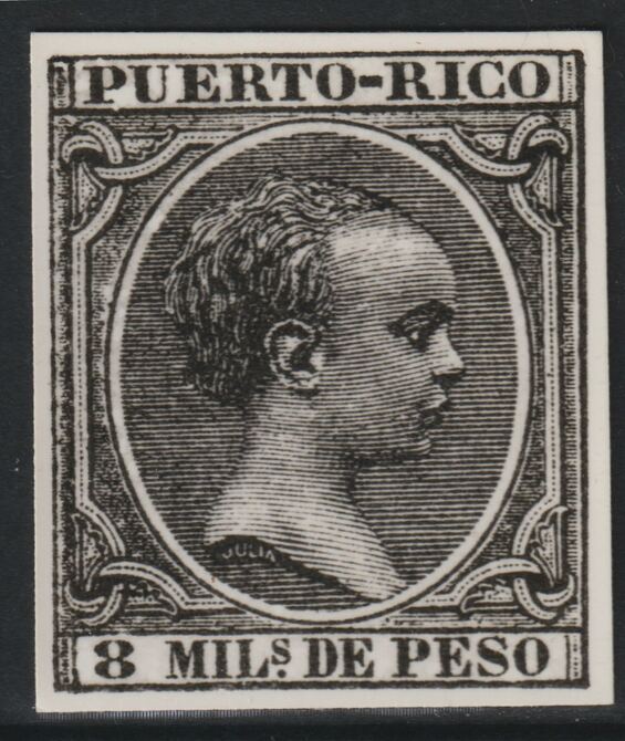 Puerto Rico 1890 King Alfonso 8m twice stamp-size Photographic print from Sperati's own negative with BPA handstamp on back, superb reference, stamps on , stamps on  stamps on sperati, stamps on  stamps on forgery, stamps on  stamps on royalty