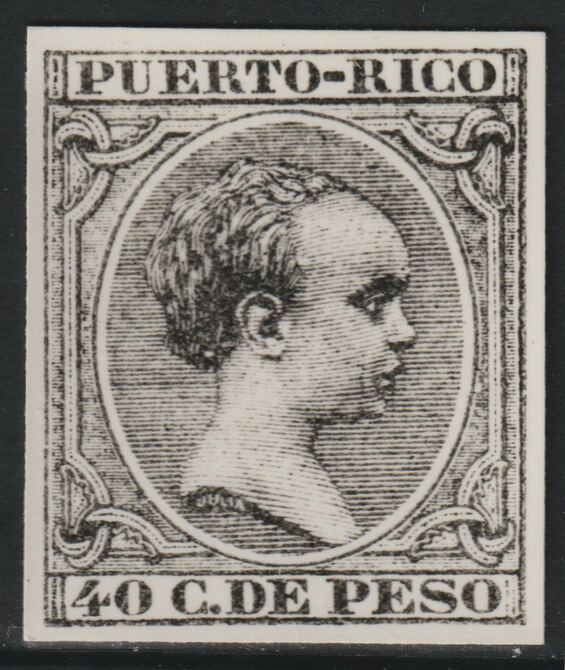Puerto Rico 1890 King Alfonso 40c twice stamp-size Photographic print from Speratis own negative with BPA handstamp on back, superb reference, stamps on sperati, stamps on forgery, stamps on royalty