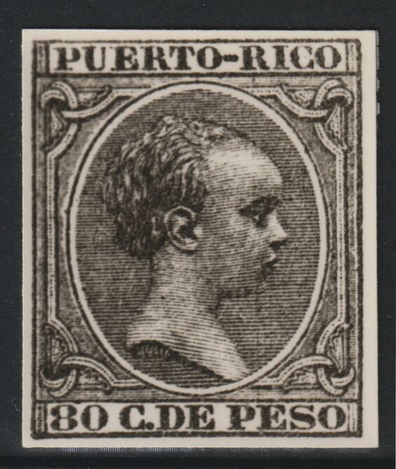 Puerto Rico 1891 King Alfonso 80c twice stamp-size Photographic print from Sperati's own negative with BPA handstamp on back, superb reference, stamps on , stamps on  stamps on sperati, stamps on  stamps on forgery, stamps on  stamps on royalty