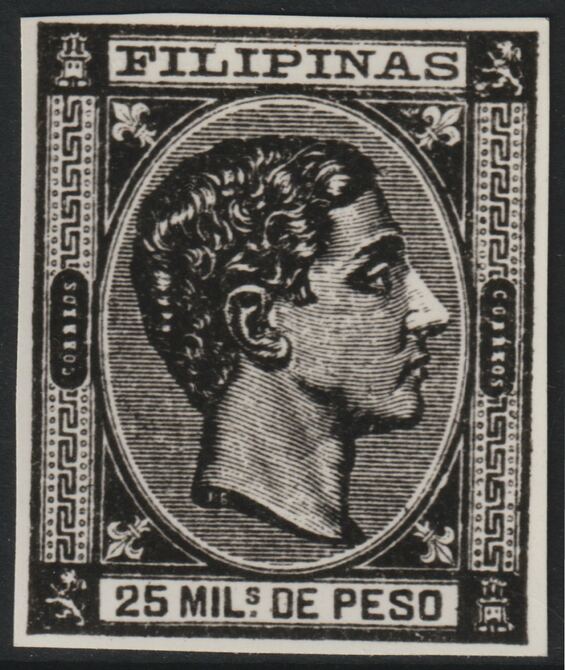 Philippines 1878-9 King Alfonso 25m twice stamp-size Photographic print from Speratis own negative without handstamp on back, superb reference, stamps on sperati, stamps on forgery, stamps on royalty