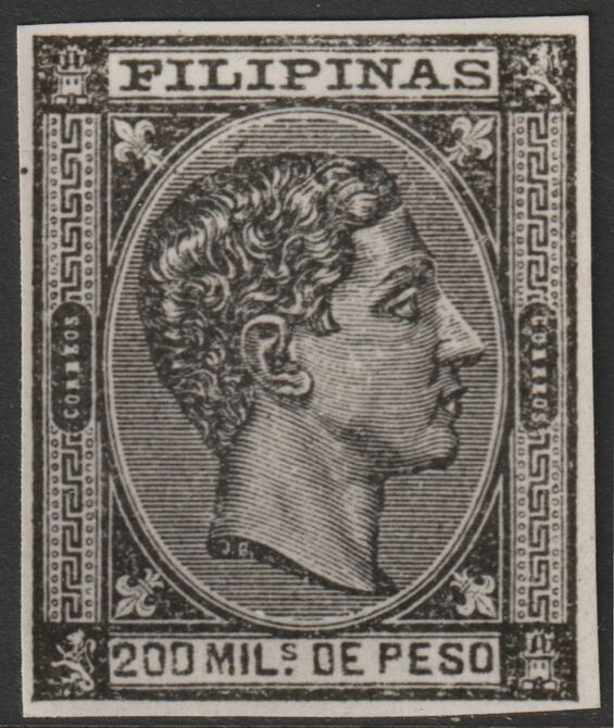 Philippines 1878-9 King Alfonso 200m twice stamp-size Photographic print from Speratis own negative without handstamp on back, superb reference, stamps on sperati, stamps on forgery, stamps on royalty