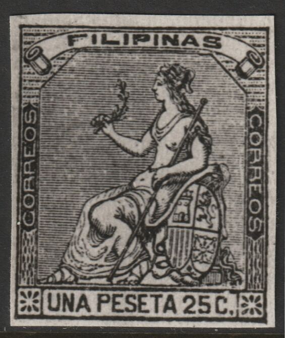 Philippines 1874 Peace 1p25 twice stamp-size Photographic print from Speratis own negative without handstamp on back, superb reference, stamps on sperati, stamps on forgery, stamps on 