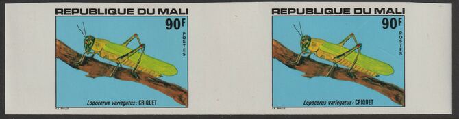 Mali 1978 Insects 90f Grasshopper imperf inter-paneau gutter pair unmounted mint as SG649, stamps on insects, stamps on grasshoppers