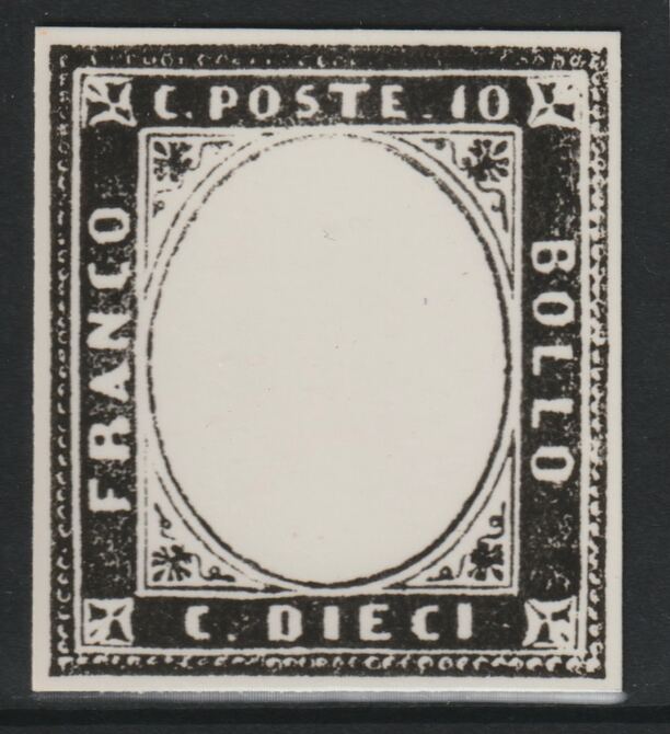 Italy 1851 King Victor Emmanuel 10c twice stamp-size Photographic print from Speratis own negative with BPA handstamp on back, superb reference, stamps on sperati, stamps on forgery, stamps on royalty