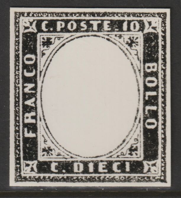 Italy 1851 King Victor Emmanuel 10c twice stamp-size Photographic print from Sperati's own negative with BPA handstamp on back, superb reference, stamps on , stamps on  stamps on sperati, stamps on  stamps on forgery, stamps on  stamps on royalty