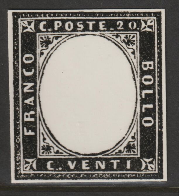 Italy 1851 King Victor Emmanuel 20c twice stamp-size Photographic print from Speratis own negative with BPA handstamp on back, superb reference, stamps on sperati, stamps on forgery, stamps on royalty