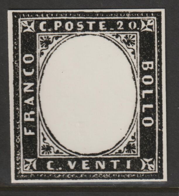 Italy 1851 King Victor Emmanuel 20c twice stamp-size Photographic print from Sperati's own negative with BPA handstamp on back, superb reference, stamps on , stamps on  stamps on sperati, stamps on  stamps on forgery, stamps on  stamps on royalty